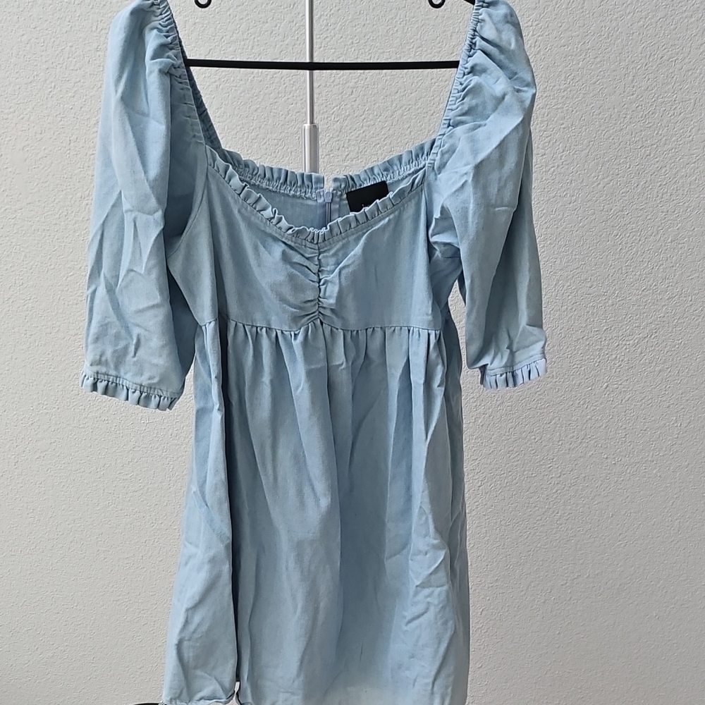 Lumiere Light Blue Puff Sleeve Dress